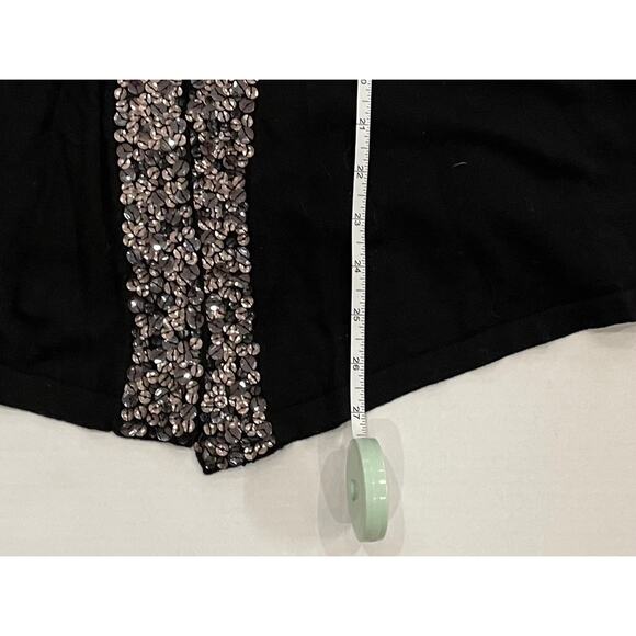 Express Cotton Black Short Sleeve Open Cardigan Sweater, Sequin Trim, Size M - Picture 11 of 11